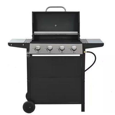 Portable Propane Gas Grill Built for Versatile Outdoor Cooking, 4 Burners, Stainless Steel, Side Sear Burner