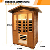 2 Person Outdoor Sauna Infrared Saunas Dry Sauna Room 1800W 120V