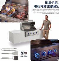 27 in Built-In Outdoor Gas BBQ Grill, 4-Burnerstainless Steel Drop-In Grill, 304 Brushed Stainless Steel, Heavy Duty Outdoor Kitchen Island Grill (Without Lighting)