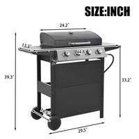 4-Burner Portable Stainless Steel Propane Gas Grill in Black