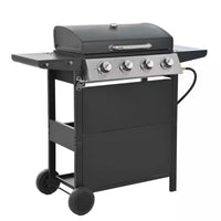 4-Burner Portable Stainless Steel Propane Gas Grill in Black