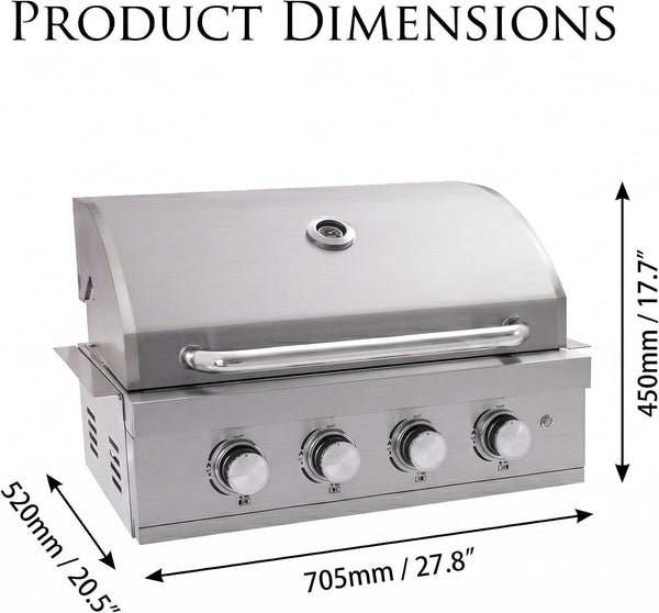 DWSZRWL 27-In 4-Burner Built-In Gas Grill – 304 Stainless